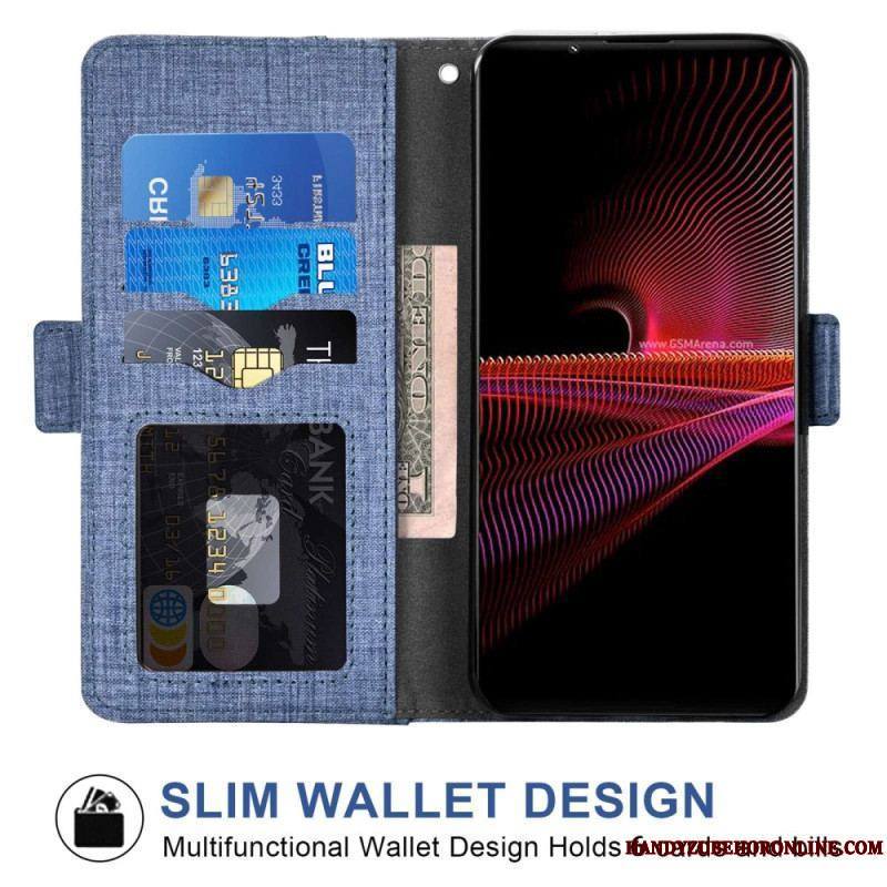 Housse Sony Xperia 1 IV Jeans avec Porte-Cartes Rotatif