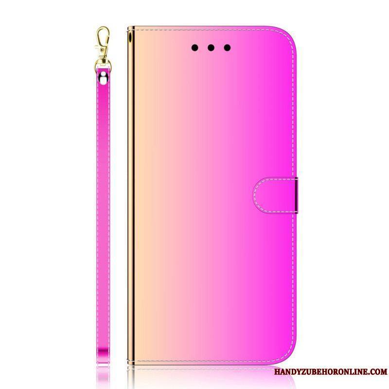 Housse Sony Xperia 1 IV Simili Cuir Miroir à Lanière