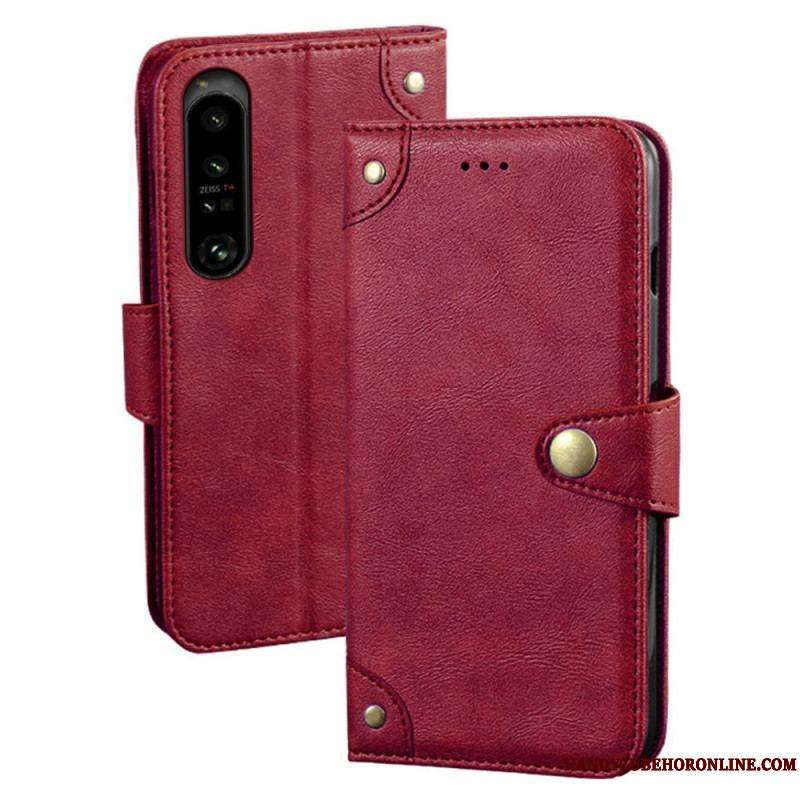 Housse Sony Xperia 1 IV Style Cuir avec Rivets IDEWEI