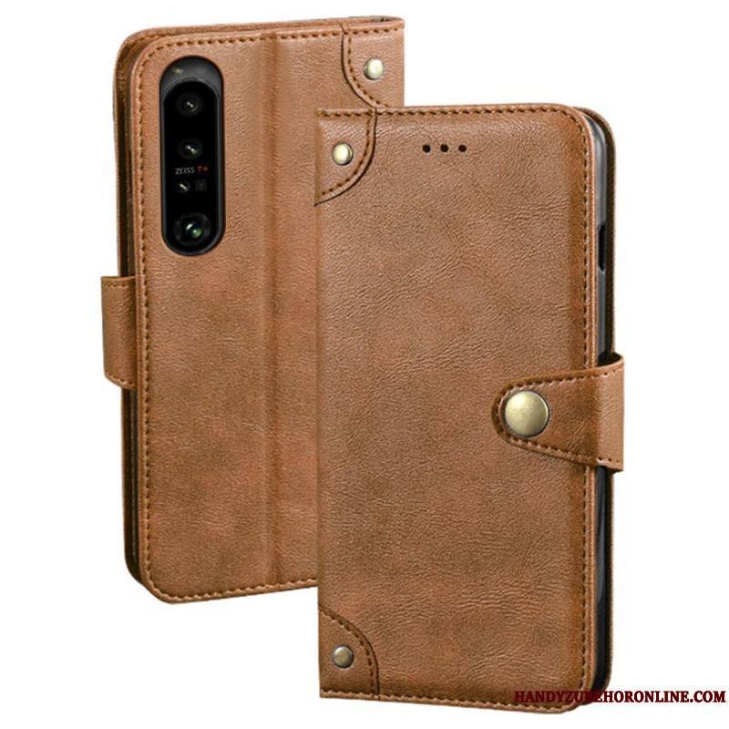 Housse Sony Xperia 1 IV Style Cuir avec Rivets IDEWEI