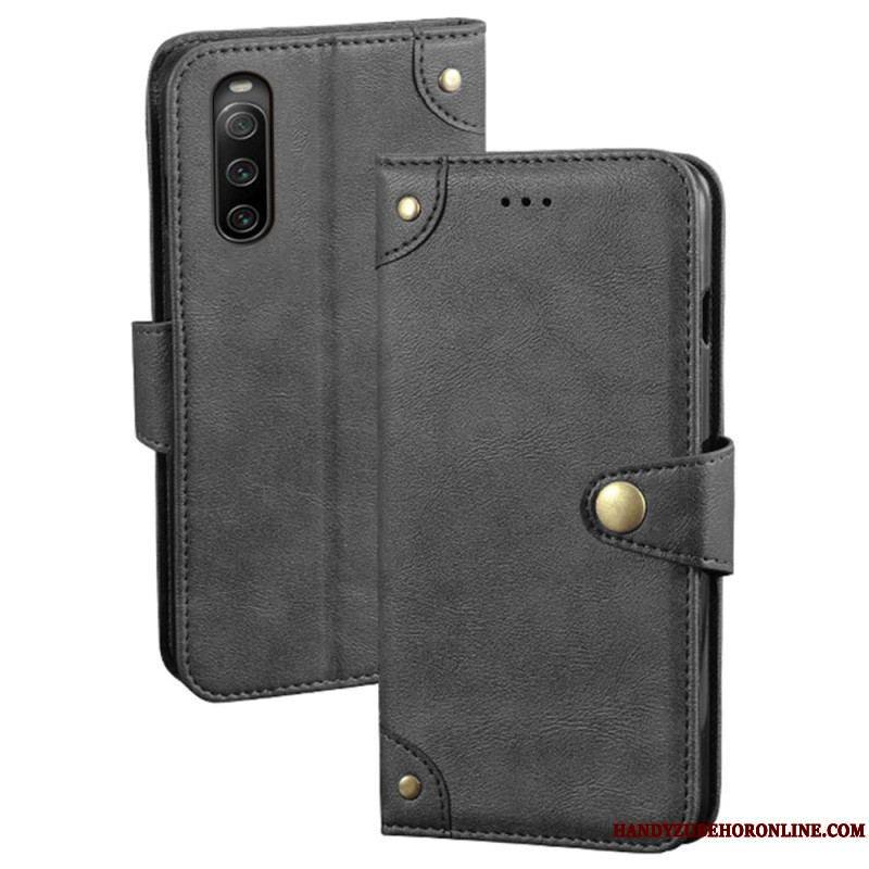 Housse Sony Xperia 10 IV Style Cuir avec Rivets IDEWEI
