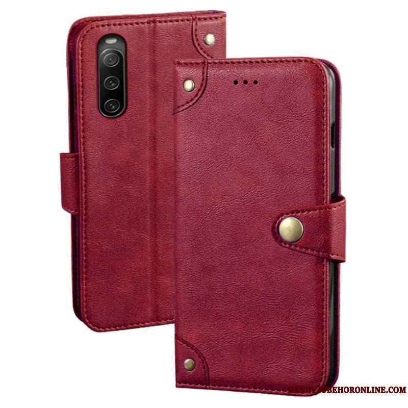 Housse Sony Xperia 10 IV Style Cuir avec Rivets IDEWEI