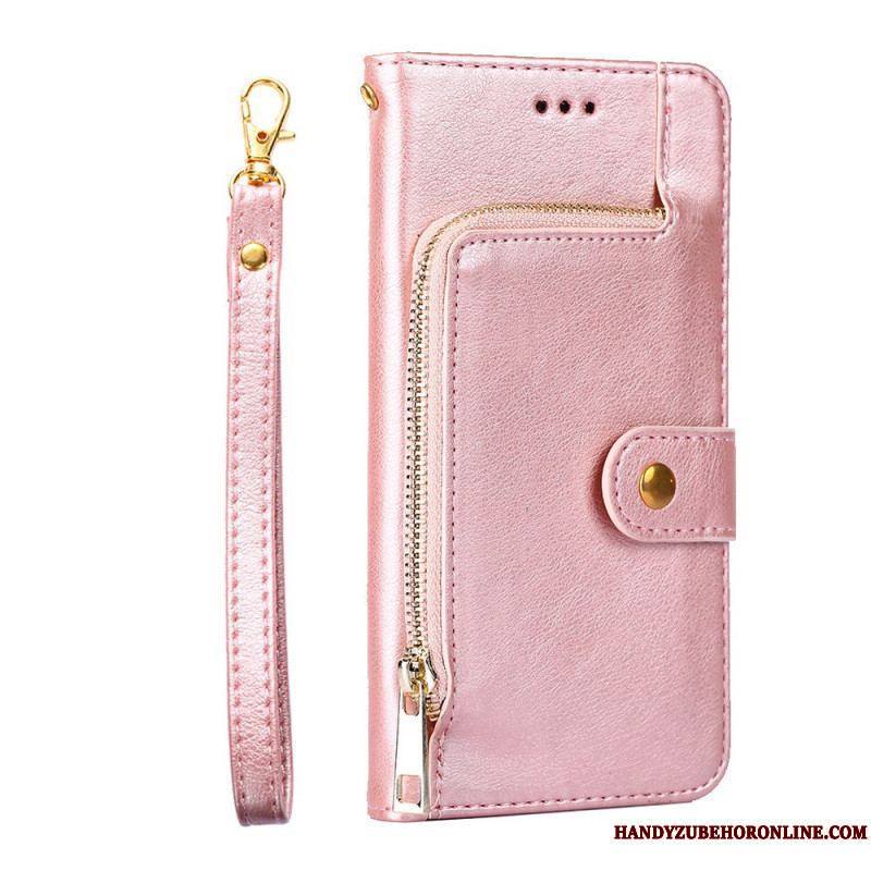 Housse Xiaomi 12 Pro Porte-Monnaie Frontal et Lanière