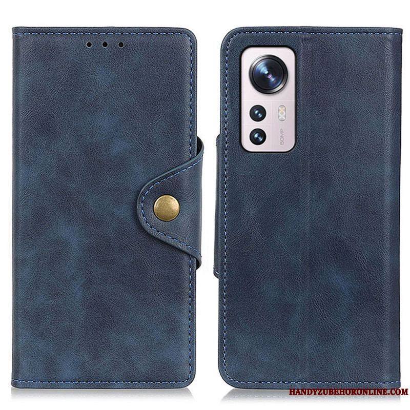 Housse Xiaomi 12 Pro Simili Cuir Vintage et Bouton