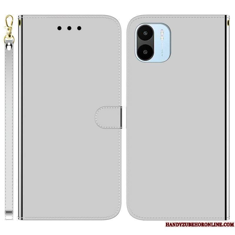 Housse Xiaomi Redmi A1 Simili Cuir Miroir avec Lanière