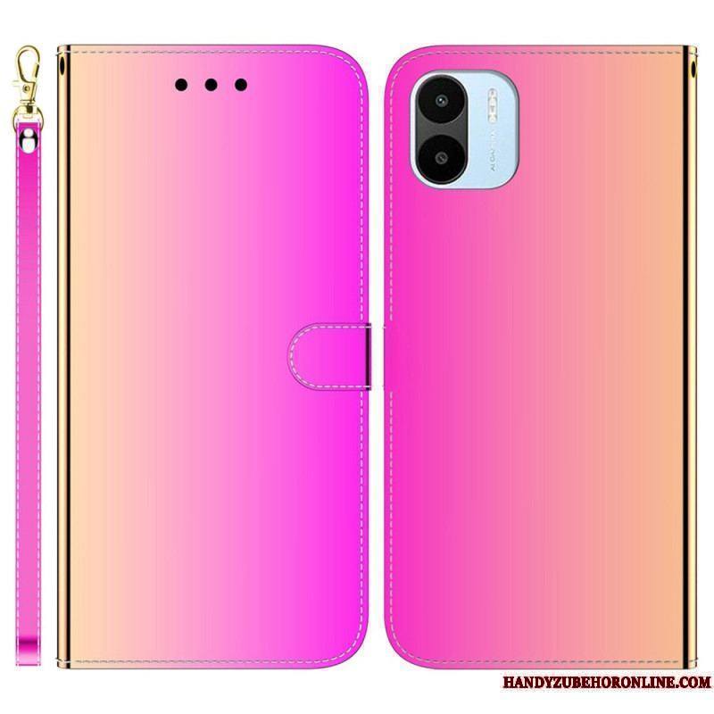 Housse Xiaomi Redmi A1 Simili Cuir Miroir avec Lanière