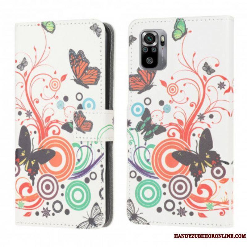 Housse Xiaomi Redmi Note 10/10S/Poco M5s Papillons et Fleurs