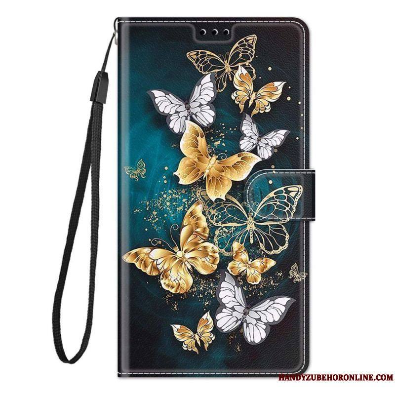 Housse Xiaomi Redmi Note 10 Pro Fan des Papillons à Lanière
