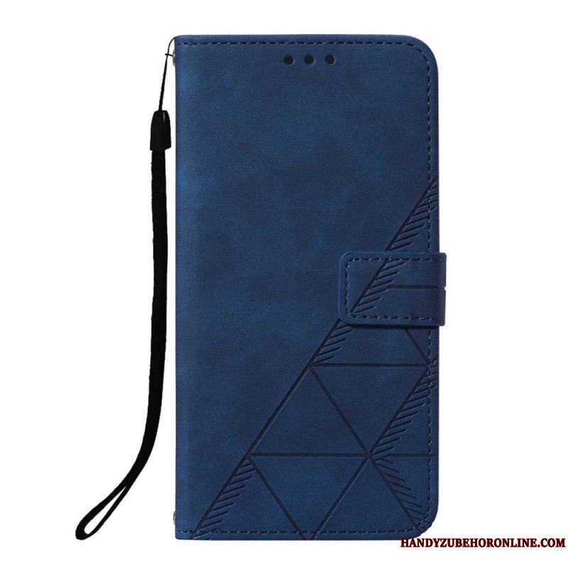 Housse Xiaomi Redmi Note 10 Pro Style Cuir Géométrique à Lanière