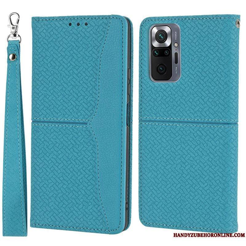 Housse Xiaomi Redmi Note 10 Pro Style Cuir Tissée à Lanière