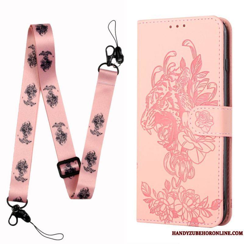 Housse Xiaomi Redmi Note 10 Pro Tigre Baroque à Lanière