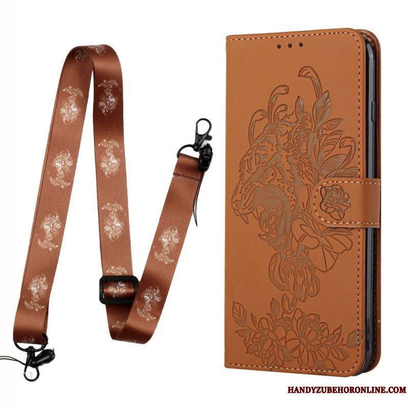 Housse Xiaomi Redmi Note 10 Pro Tigre Baroque à Lanière