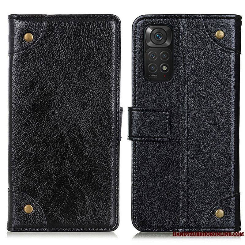 Housse Xiaomi Redmi Note 11 / 11s Style Cuir Nappa Rivets Vintage