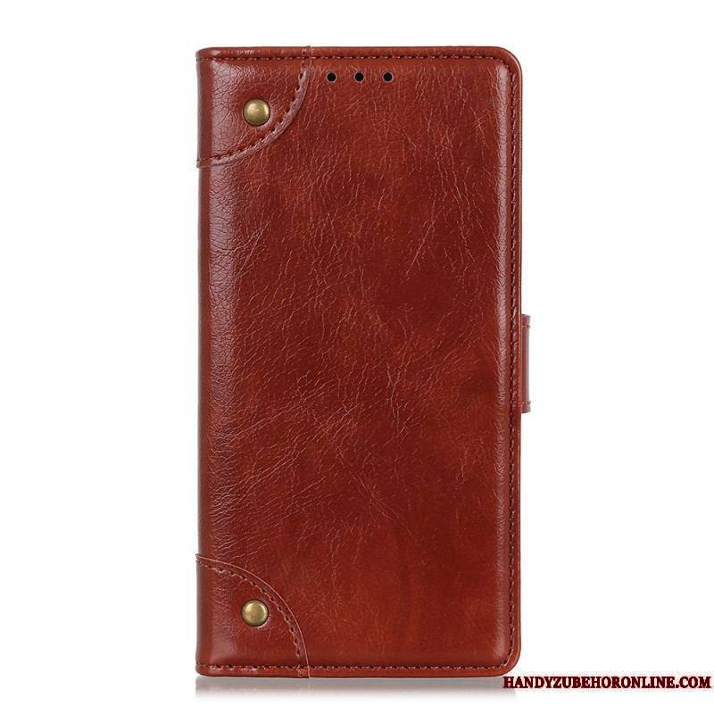 Housse Xiaomi Redmi Note 11 Pro / Note 11 Pro 5G Style Cuir Nappa Rivets Vintage