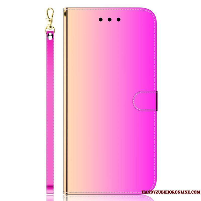 Housse Xiaomi Redmi Note 12 4G Simili Cuir Miroir avec Lanière