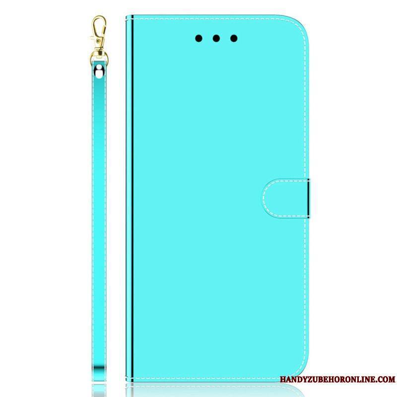 Housse Xiaomi Redmi Note 12/Poco X5 5G Simili Cuir Miroir avec Lanière