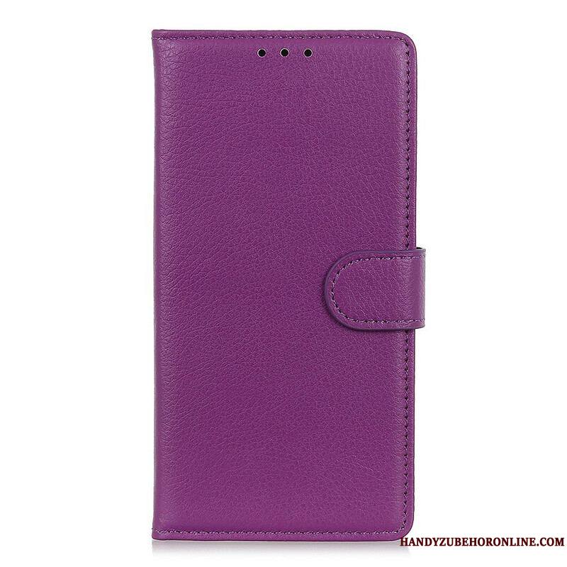 Housse iPhone 13 Mini Simili Cuir Litchi Traditionnel