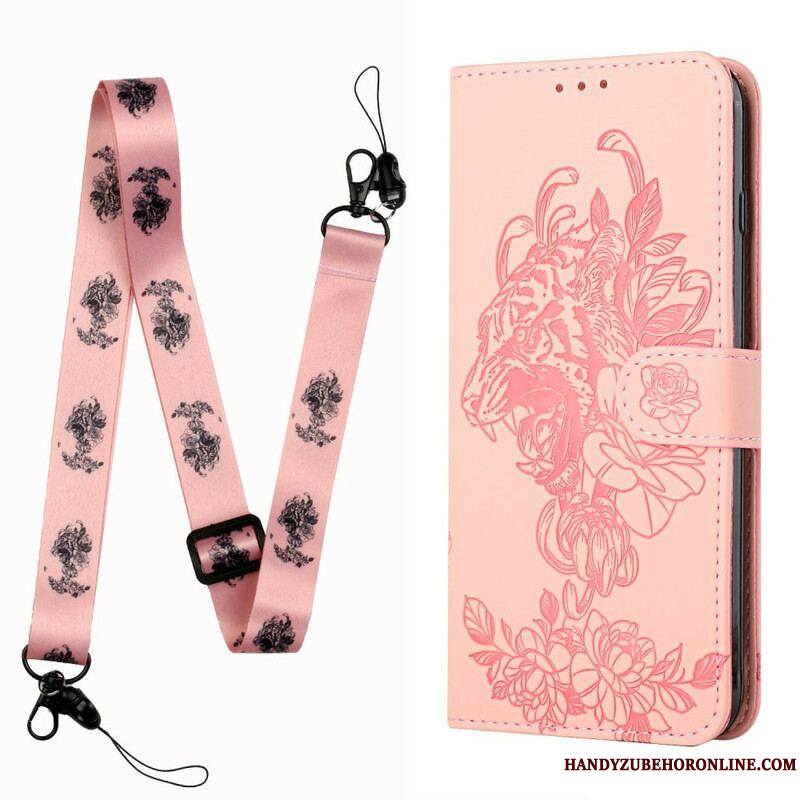 Housse iPhone 13 Pro Tigre Baroque à Lanière