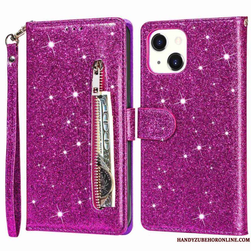 Housse iPhone 14 Plus Porte-Monnaie Paillettes