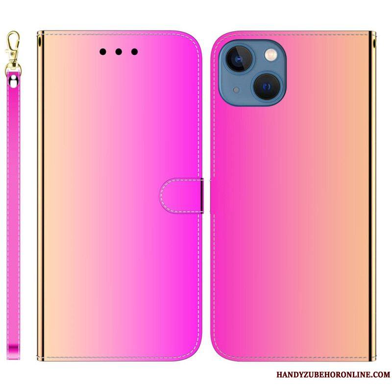 Housse iPhone 14 Plus Simili Cuir Couverture Miroir