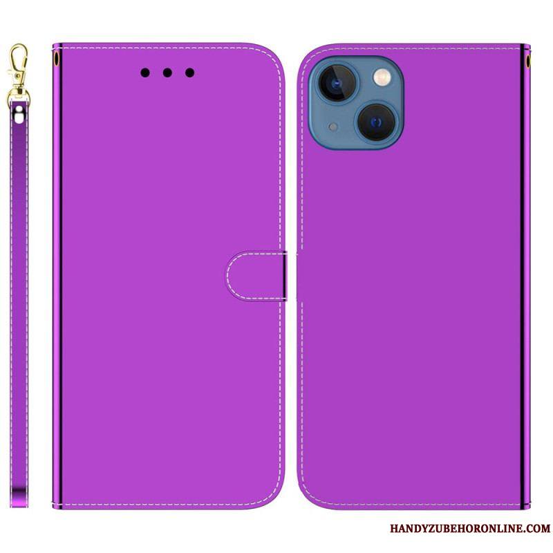 Housse iPhone 14 Plus Simili Cuir Couverture Miroir