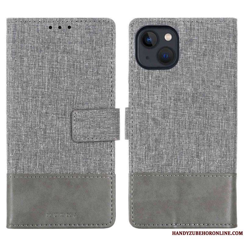 Housse iPhone 14 Plus Tissu et Effet Cuir MUXMA