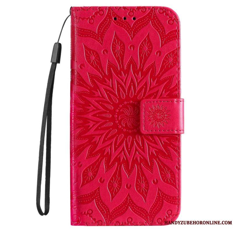 Housse iPhone 14 Pro Max Mandala Soleil avec Lanière