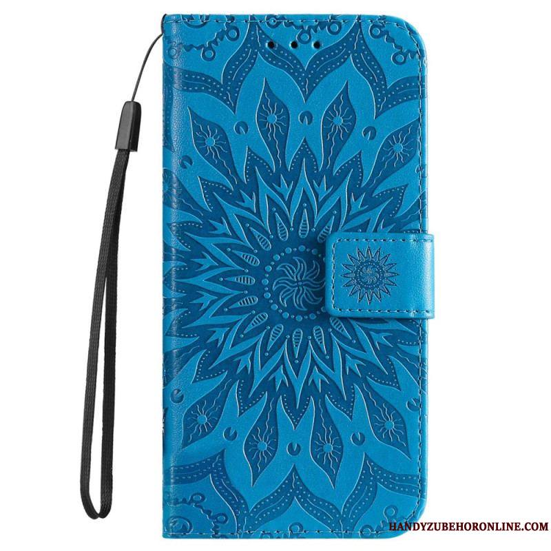 Housse iPhone 14 Pro Max Mandala Soleil avec Lanière