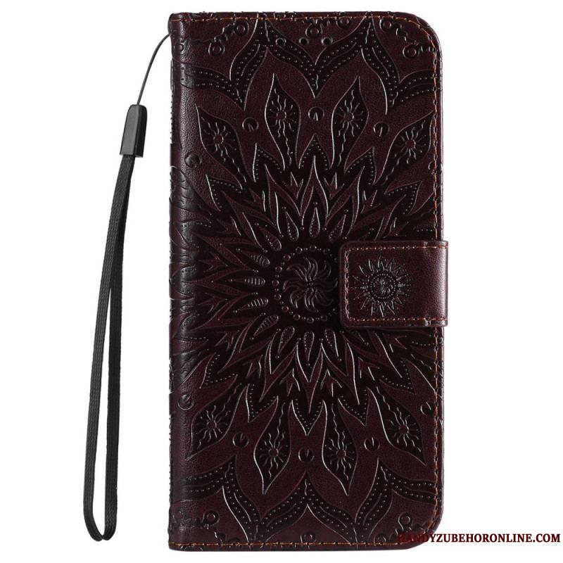 Housse iPhone 14 Pro Max Mandala Soleil avec Lanière