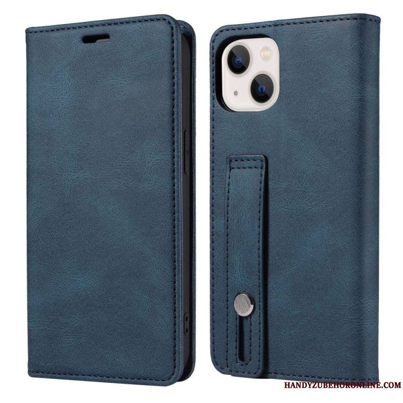 Housse iPhone 14 Simili Cuir avec Sangle Manuelle