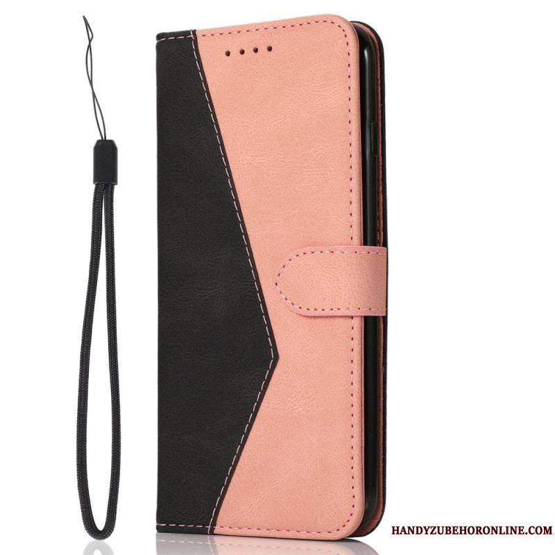 Housse iPhone 14 Texture Cuir Bicolore