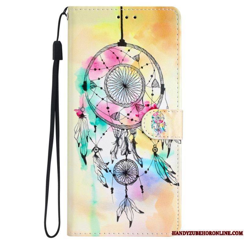 Housse iPhone 15 Attrape Rêves Aquarelle à Lanière