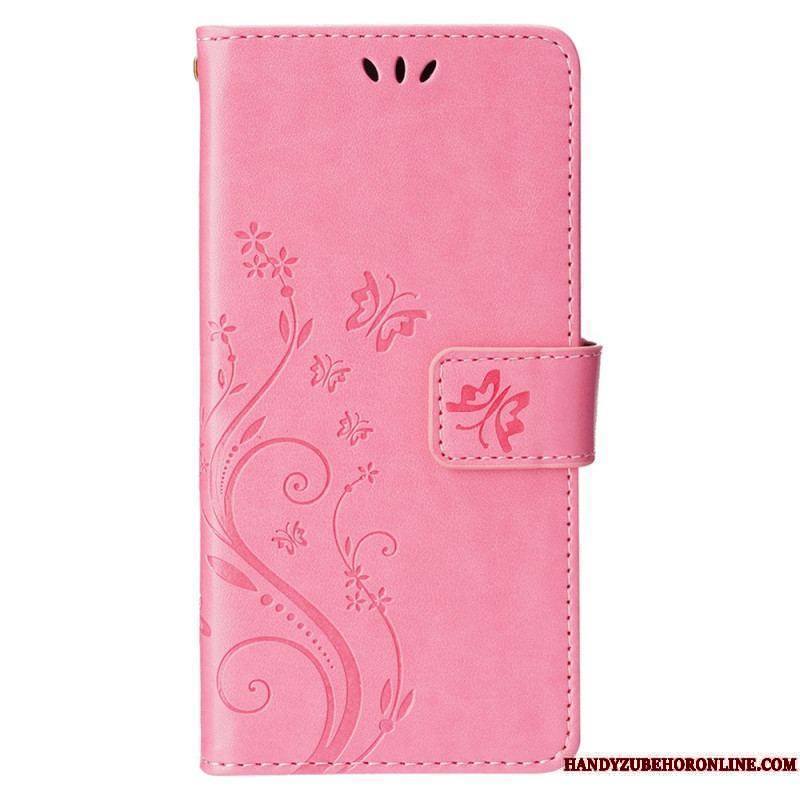 Housse iPhone 15 Fleurs avec Lanière