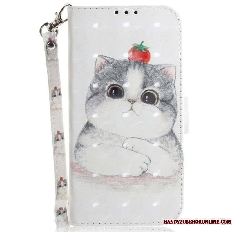 Housse iPhone 15 Plus Chat Graphique à Lanière