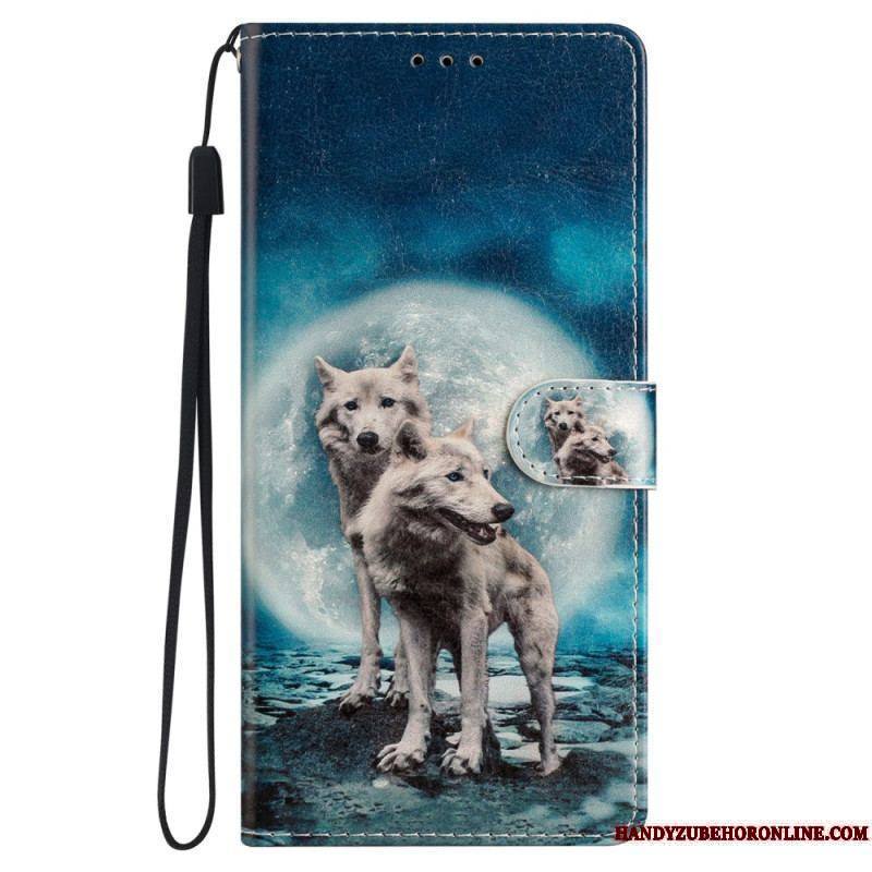 Housse iPhone 15 Plus Loups à Lanière