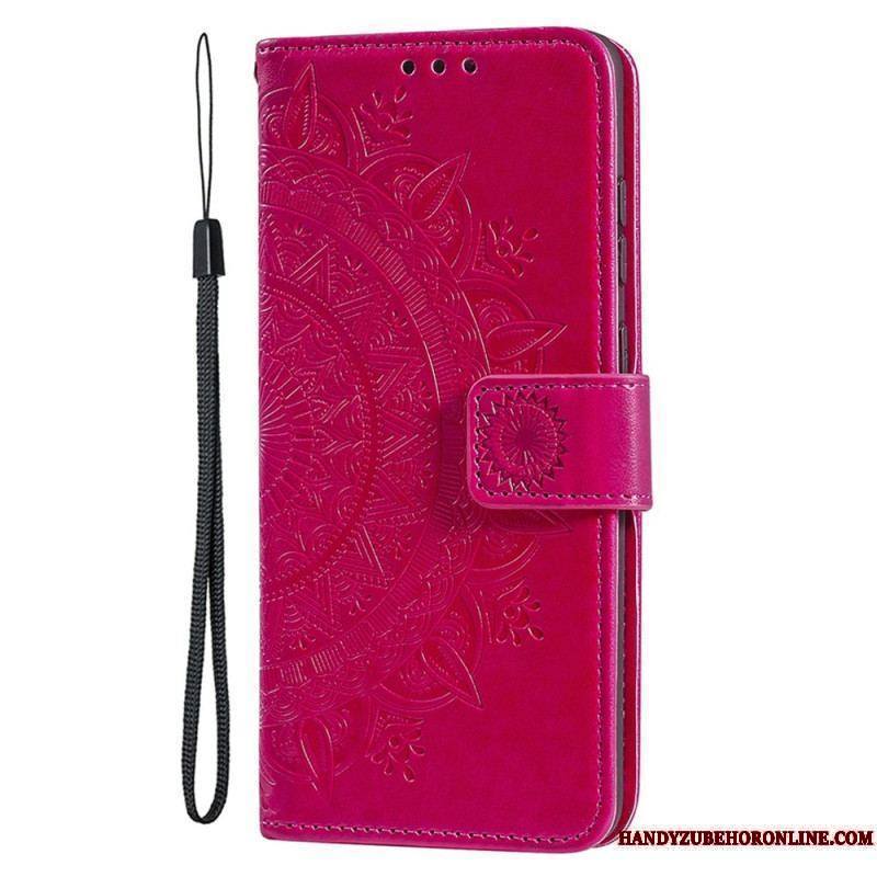 Housse iPhone 15 Plus Mandala Soleil avec Lanière