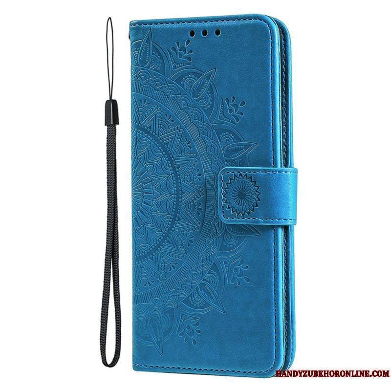 Housse iPhone 15 Plus Mandala Soleil avec Lanière