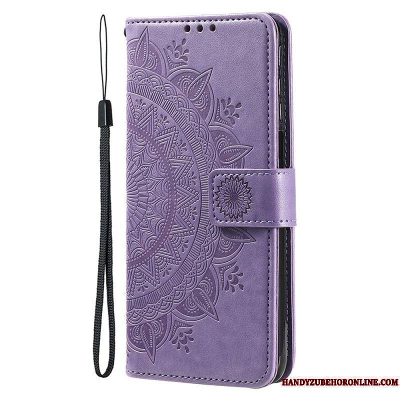 Housse iPhone 15 Plus Mandala Soleil avec Lanière