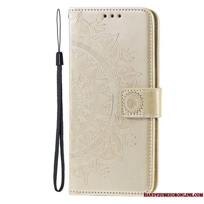 Housse iPhone 15 Plus Mandala Soleil avec Lanière