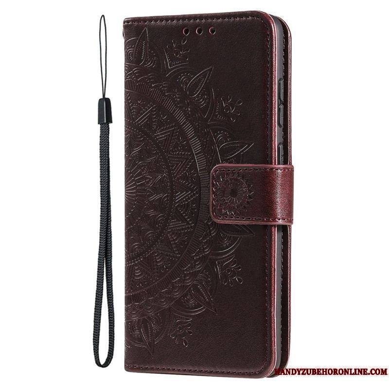 Housse iPhone 15 Plus Mandala Soleil avec Lanière