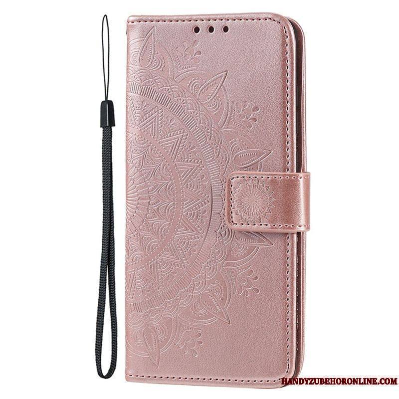 Housse iPhone 15 Plus Mandala Soleil avec Lanière