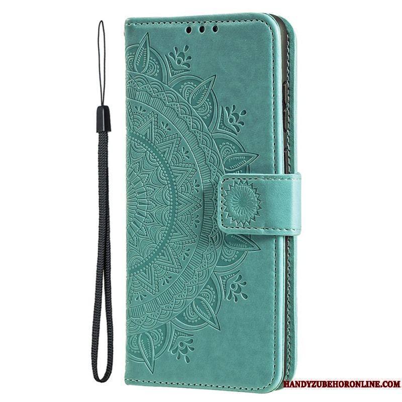 Housse iPhone 15 Plus Mandala Soleil avec Lanière