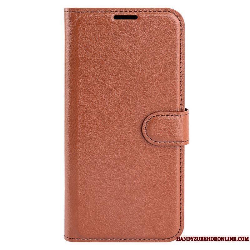 Housse iPhone 15 Plus Simili Cuir Litchi Classique