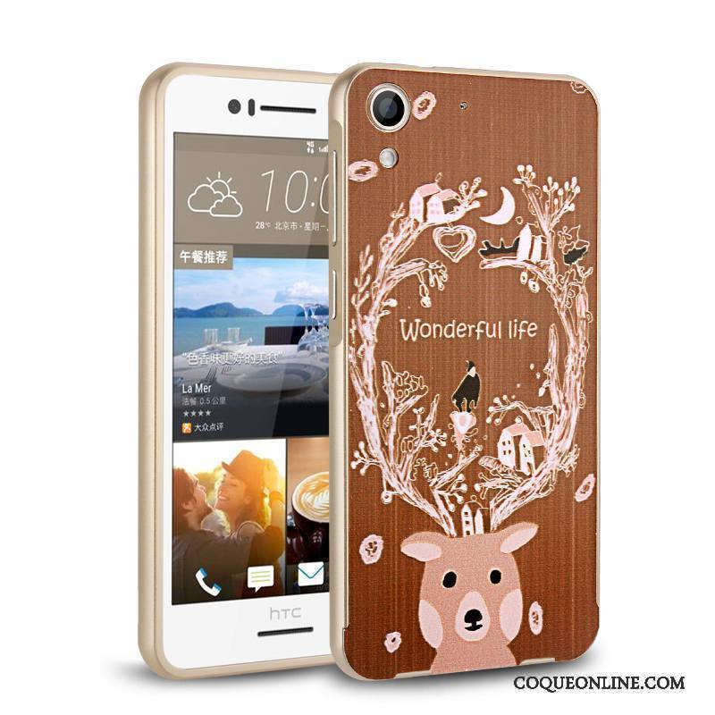 Htc Desire 728 Coque Métal Or Rose Border Haute Protection Étui Légère