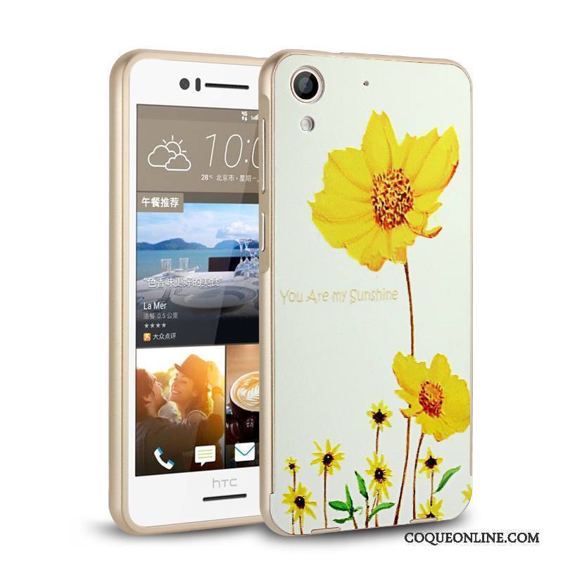 Htc Desire 728 Coque Métal Or Rose Border Haute Protection Étui Légère