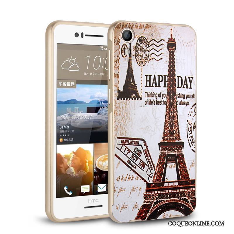 Htc Desire 728 Coque Métal Or Rose Border Haute Protection Étui Légère