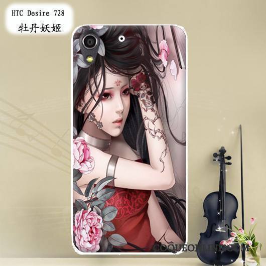 Htc Desire 728 Étui Protection Rose Peinture Fluide Doux Téléphone Portable Coque De Téléphone