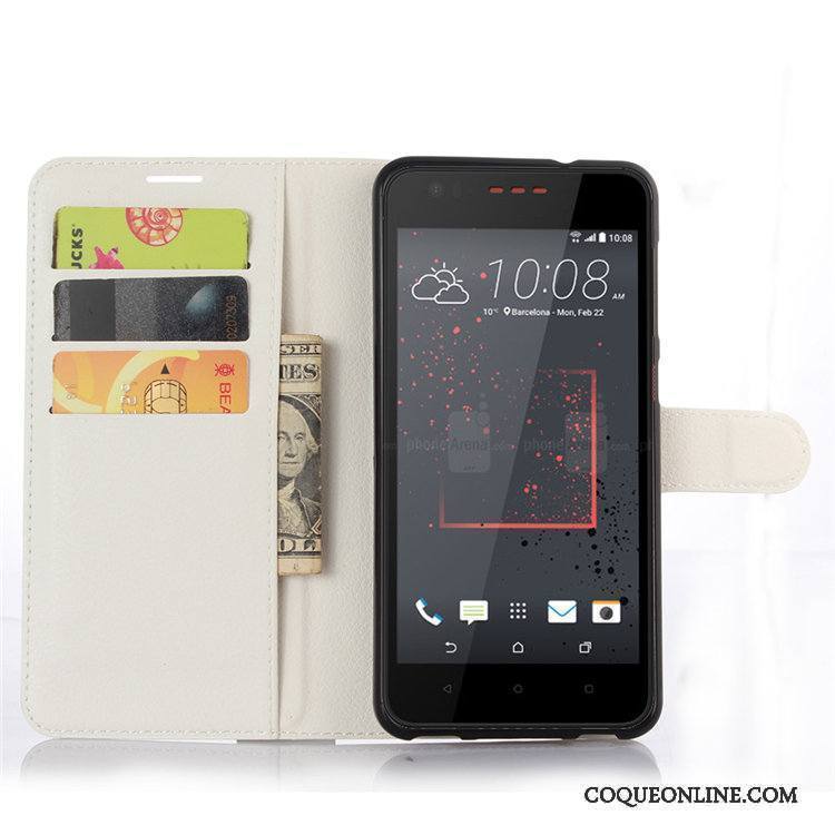 Htc Desire 825 Coque De Téléphone Protection Étui En Cuir Portefeuille Carte Téléphone Portable Noir