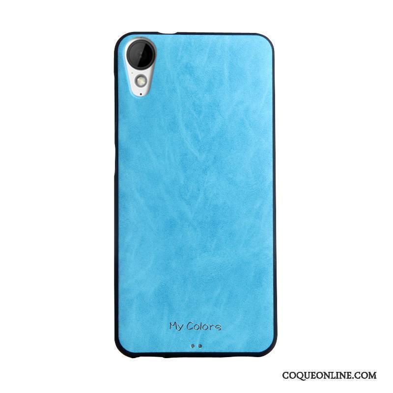 Htc Desire 825 Fluide Doux Similicuir Étui Coque De Téléphone Bleu Business Protection