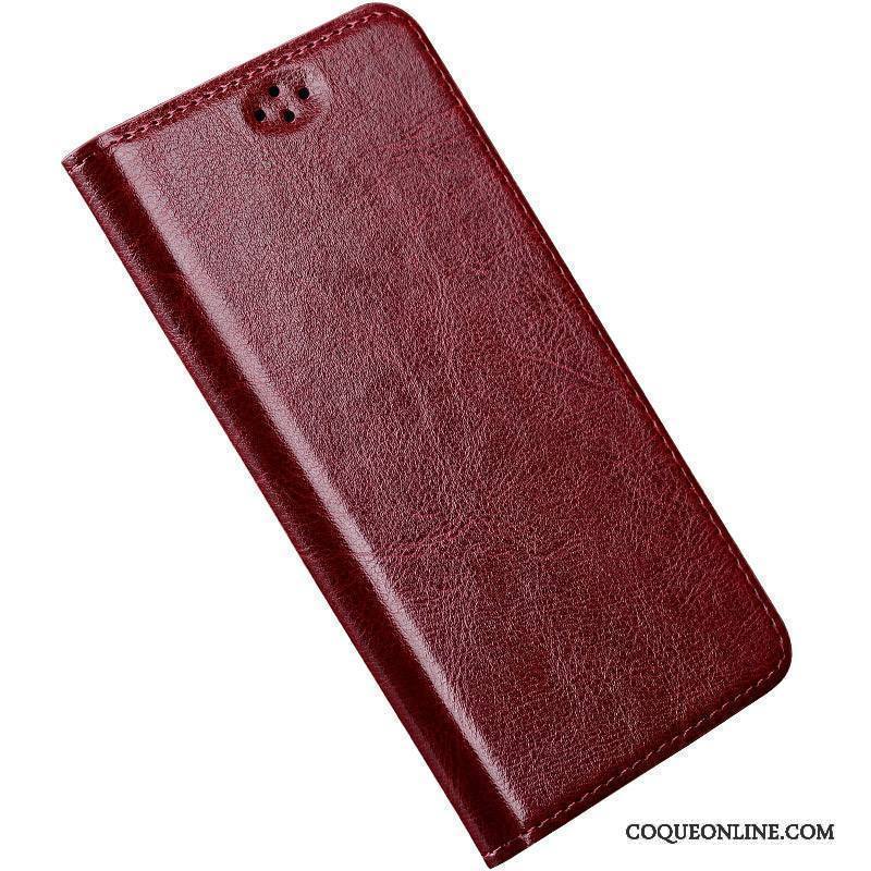 Htc One A9 Clamshell Étui En Cuir Incassable Silicone Protection Coque De Téléphone Rouge